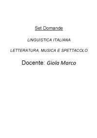 LINGUISTICA ITALIANA  DOMANDE CHIUSE CORRETTE