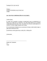 carta de solicitud de vacacionces