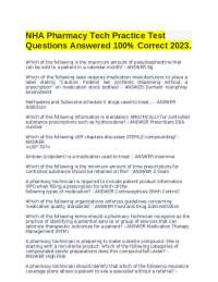 NHA Pharmacy Tech Practice Test Questions Answered 100% Correct 2023
