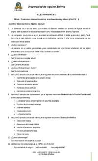 Cuestionario N°1: Trastornos Hemodinámicos, Tromboembolia y Shock (Parte I)