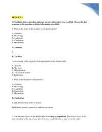 Portage Learning BIOD 151 Anatomy and Physiology 1 All EXAMS(MODULE 1 - MODULE 7) TEST BAN