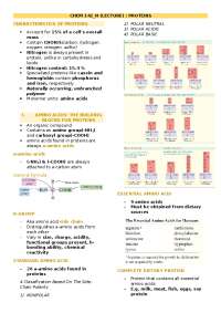 Amino acids and Proteins (Lecture Notes)