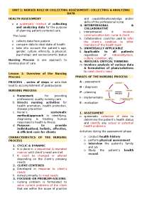 Overview of the Nursing Process Notes