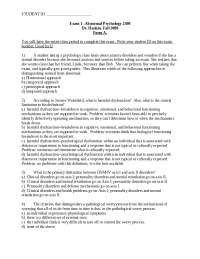 Abnormal Psych Quiz 1
