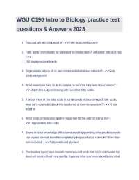 WGU C190 Intro to Biology practice test questions & Answers 2023