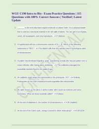 WGU C190 Intro to Bio - Exam Practice Questions | 115 Questions with 100% Correct Answers