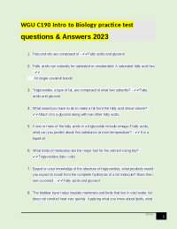 WGU C190 Intro to Biology practice test questions & Answers 2023