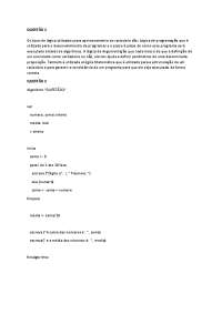 Atividade da Disciplina de Lógica e programação