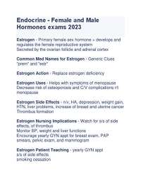 Endocrine - Female and Male 
Hormones exams 2023