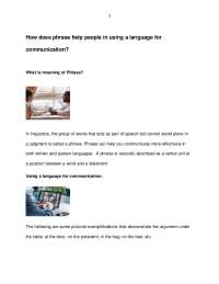 How does phrase help people in using a language for communication