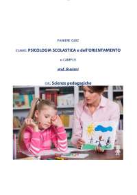 Paniere Psicologia Scolastica e dell'Orientamento prof. Graziani quiz