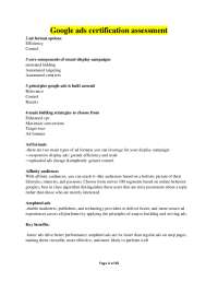 Google ads certification assessment Summary