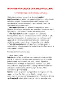 RISPOSTE ESAME DI PSICOPATOLOGIA DELLO SVILUPPO
