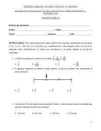 EXAMEN EXTRAORDINARIO MATEMÁTICAS PRIMER GRADO, SECUNDARIA