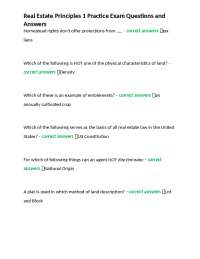 Real Estate Principles 1 Practice Exam Questions and Answers