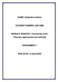 BSW3703_Assignment_01-Community work, Theories, approaches and methods. 2023