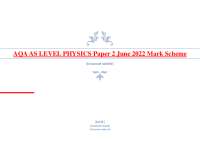 THE FINAL VERSION -AQA AS LEVEL PHYSICS Paper 2 June 2022 Mark Scheme