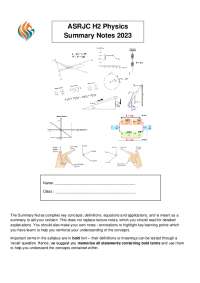 ASRJC H2 Physics Summary Notes 2023
