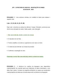 AP1 - ESTRUTURA DE DADOS II - ADAPTAÇÃO DO ENADE - UCA/FACAP