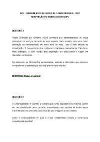 AP1 - FUNDAMENTOS DE REDES DE COMPUTADORES 2023 - FACAP - RESPOSTAS CORRETAS (ENADE)