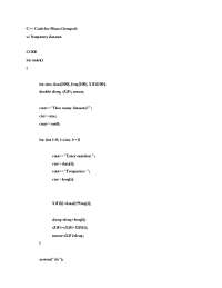 C++ Mean Grouped Code