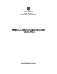Modelos de intervención Terapia Ocupacional