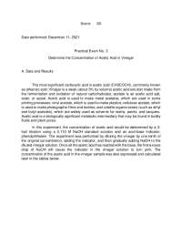 Determine the Concentration of Acetic Acid in Vinegar