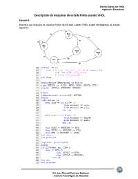 Describa una máquina de estados finitos tipo Moore usando VHDL a partir del diagrama de es