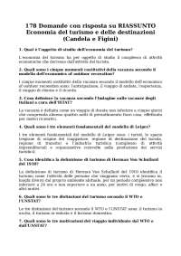 RIASSUNTO Economia del turismo e delle destinazioni (Candela e Figini). Quiz di 178 domande e risposte.