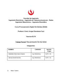 Recuantización de una Señal: Trabajo Parcial de Procesamiento Digital de Señales (PDS) - P
