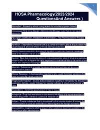 HOSA Pharmacology Questions And all correct answers Answers