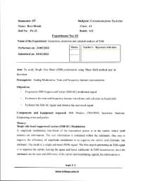Lab Report on Single Sideband Signal