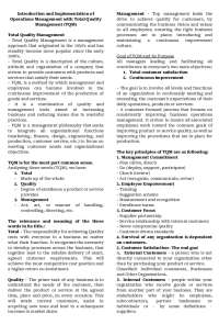 The implementation of Operations Management in the Philippines