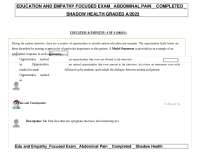 EDUCATION AND EMPATHY FOCUSED EXAM_ ABDOMINAL PAIN _ COMPLETED _ SHADOW HEALTH GRADED A/20
