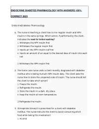 ENDOCRINE DIABETES PHARMACOLOGY WITH ANSWERS 100% CORRECT 2023