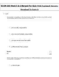 ECON 203 Week 5 & 6 Merged For Quiz With Explained Answers. Download To Score A