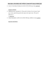 NSG 6020: EAR,NOSE AND THROAT EXAM WITH SOLUTIONS 2023