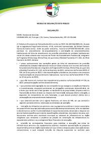 Modelo de Declaração de Área urbana de um município
