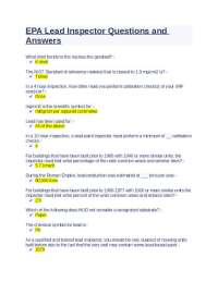 EPA Lead Inspector Questions and Answers