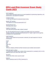 EPA Lead Risk Assessor Exam Study Guide