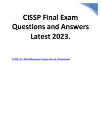 CISSP Final Exam Questions and Answers Latest 2023 Graded A +