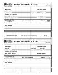 Acta de modificación de notas y novedades a la matrícula