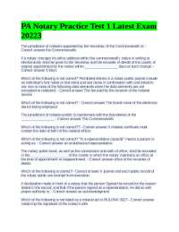 PA Notary Practice Test 1 Latest Exam 20223