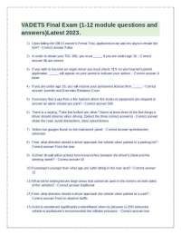 VADETS Final Exam (1-12 module questions and answers)