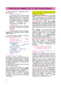 PROCESSI MNESTICI E MOTIVAZIONALI - Unicusano Prof.ssa De Simone