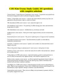 C181 Kim Owens Study Guide 101 questions and Answers 2023
