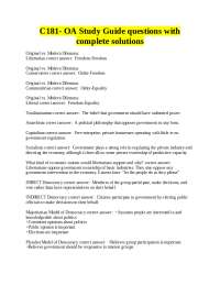 C181- OA Study Guide questions with complete solutions