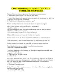 C181 Government 154 QUESTIONS WITH COMPLETE SOLUTIONS 2023
