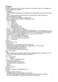 Fundamentals of Programming (Python)'s notes