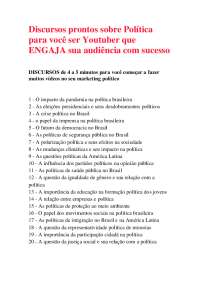 20 Discursos prontos sobre Política para você começar a trabalhar como Youtuber e ENGAJAR